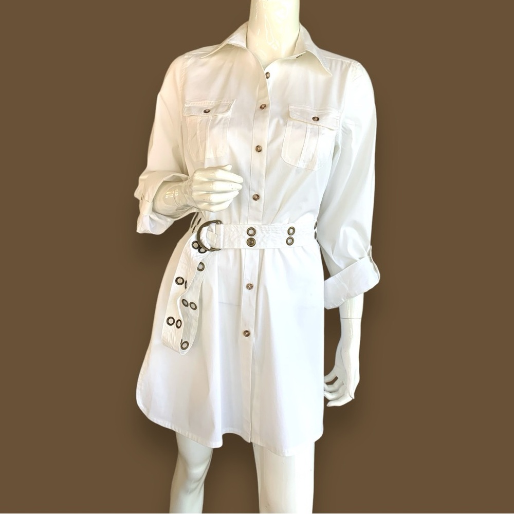 EDWARD WHITE COTTON BUTTON DOWN SHIRT DRESS. WOMEN’S SIZE MEDIUM